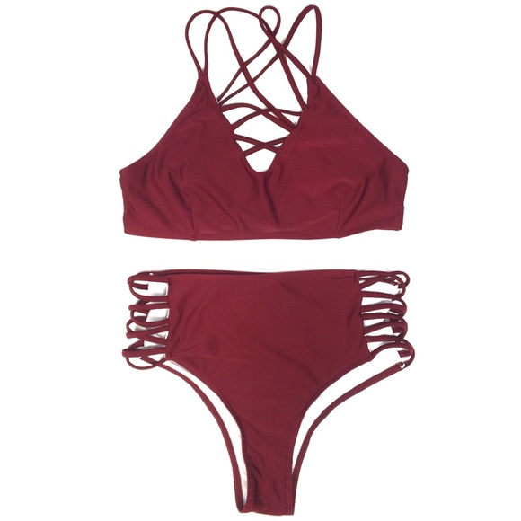 Other - Criss Cross Strappy High Waist Leg 2 Piece Bikini